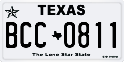 TX license plate BCC0811