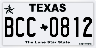 TX license plate BCC0812