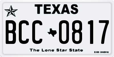 TX license plate BCC0817