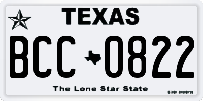 TX license plate BCC0822