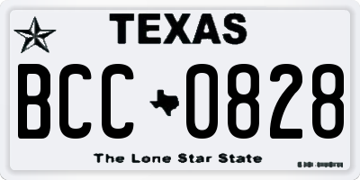 TX license plate BCC0828