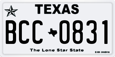 TX license plate BCC0831