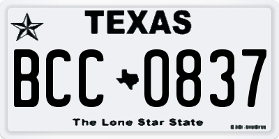TX license plate BCC0837