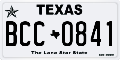 TX license plate BCC0841