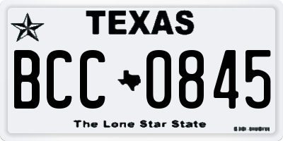 TX license plate BCC0845