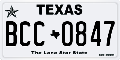 TX license plate BCC0847