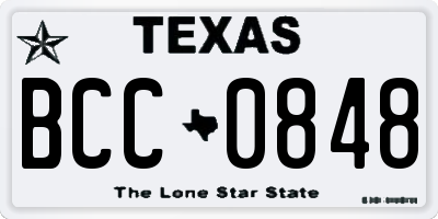 TX license plate BCC0848