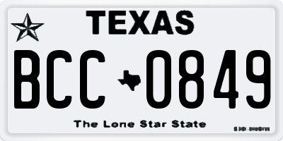 TX license plate BCC0849