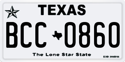 TX license plate BCC0860