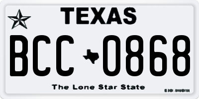 TX license plate BCC0868