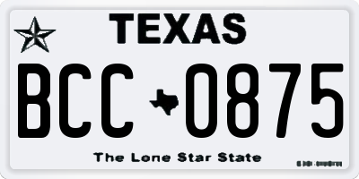 TX license plate BCC0875