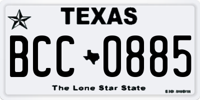TX license plate BCC0885