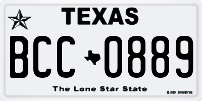 TX license plate BCC0889