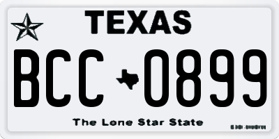 TX license plate BCC0899