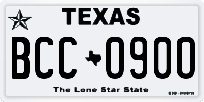 TX license plate BCC0900