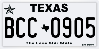 TX license plate BCC0905