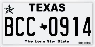TX license plate BCC0914