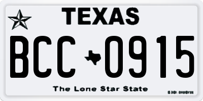 TX license plate BCC0915