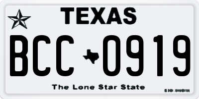 TX license plate BCC0919