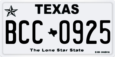 TX license plate BCC0925