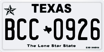 TX license plate BCC0926