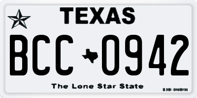 TX license plate BCC0942