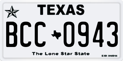TX license plate BCC0943