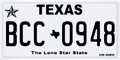 TX license plate BCC0948