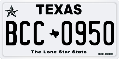 TX license plate BCC0950