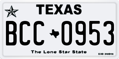 TX license plate BCC0953