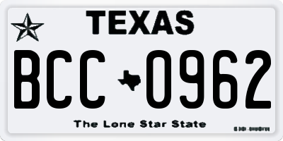 TX license plate BCC0962