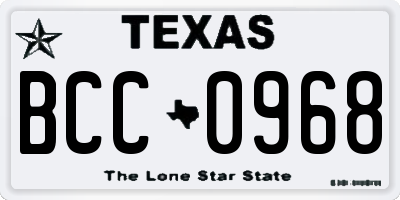 TX license plate BCC0968