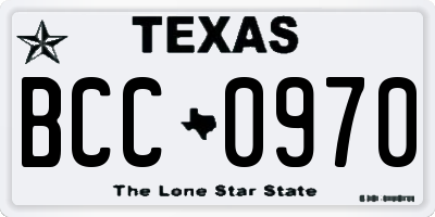 TX license plate BCC0970