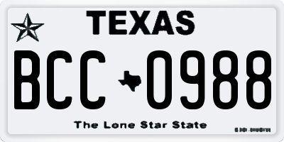 TX license plate BCC0988