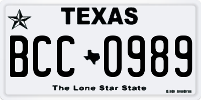 TX license plate BCC0989