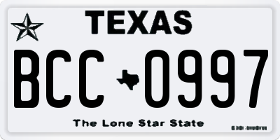 TX license plate BCC0997