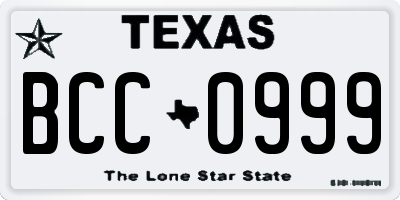 TX license plate BCC0999