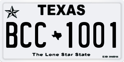 TX license plate BCC1001