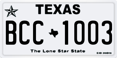 TX license plate BCC1003