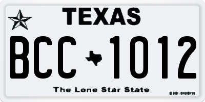 TX license plate BCC1012