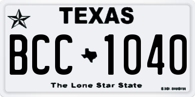TX license plate BCC1040