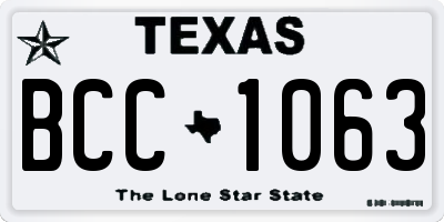 TX license plate BCC1063