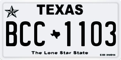 TX license plate BCC1103