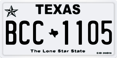 TX license plate BCC1105