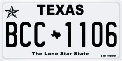 TX license plate BCC1106