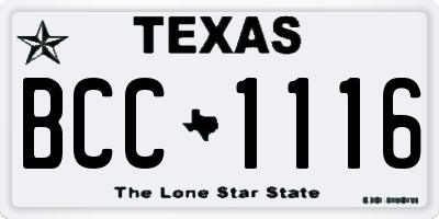 TX license plate BCC1116