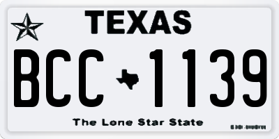 TX license plate BCC1139