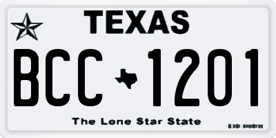 TX license plate BCC1201