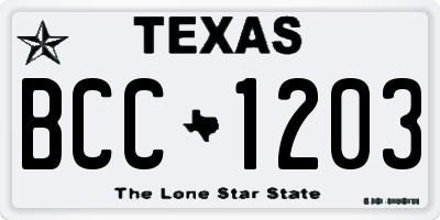 TX license plate BCC1203