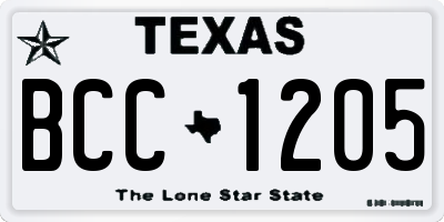 TX license plate BCC1205